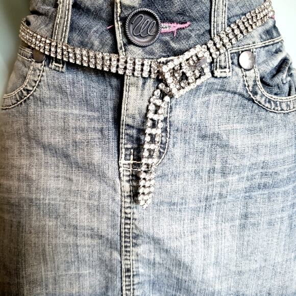 Skinny Rhinestone Belt 28 1/2" Clear Crystals Silver Tone Buckle Vintage 50s - Picture 1 of 9